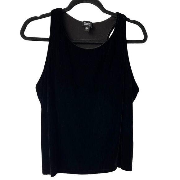 Eileen Fisher Silk Blend Velvet Sleeveless Scoop Neck Tank Top Size L black - Picture 1 of 8